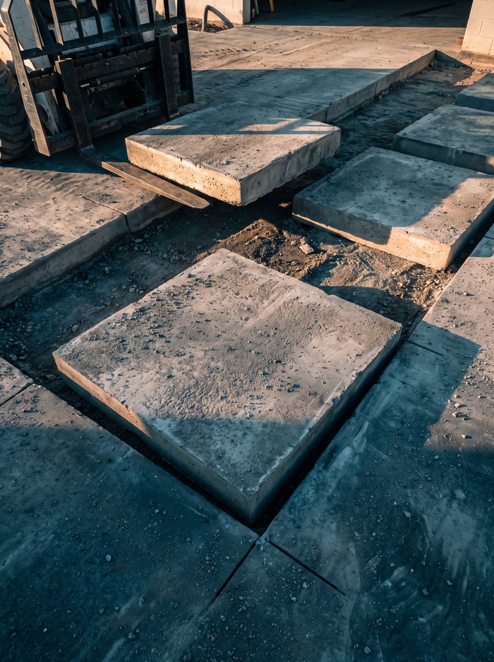 Illustration: sawn slab blocks being lifted out for removal
